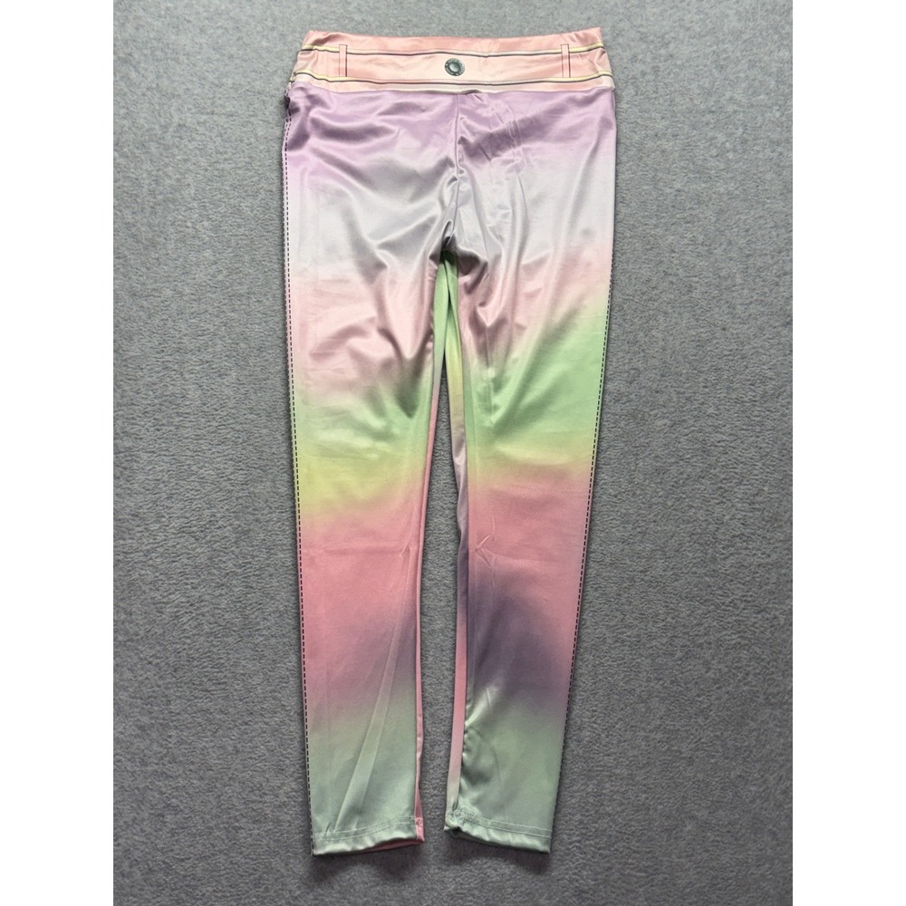 Pastel Ombre Scrunch Butt Leggings Faux Denim Print Pink Green Purple Large